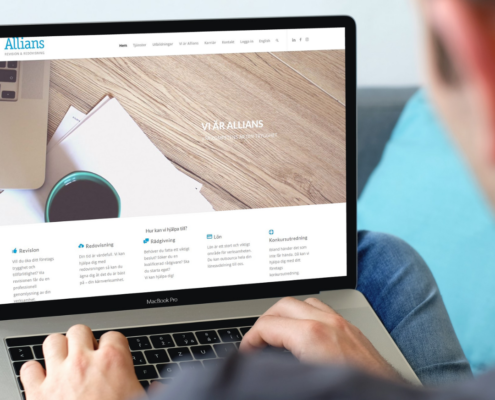 Allians startsida, hemsida